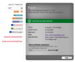 Crie lembretes para seu leitor RSS, TECNOFAGIA