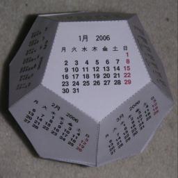 Calendário de mesa em dodecaedro, TECNOFAGIA