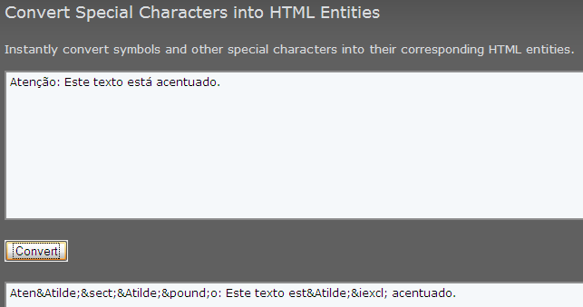 Caracteres especiais em HTML, TECNOFAGIA
