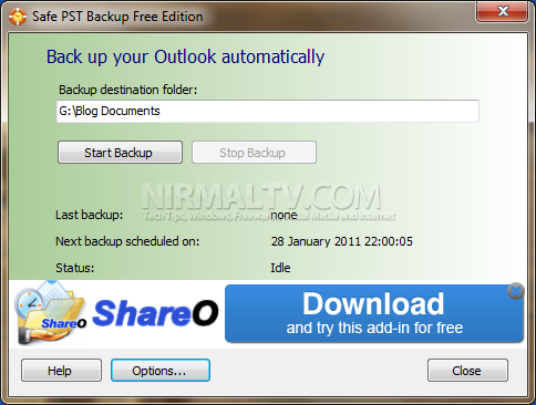 Backup automático dos arquivos PST do Outlook, TECNOFAGIA