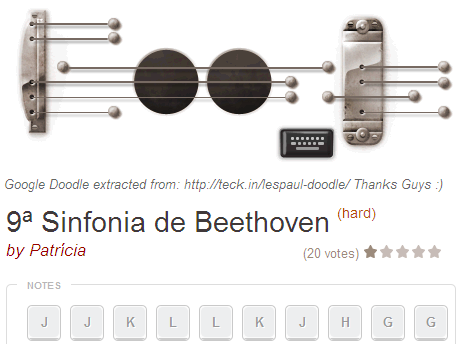 Toque a &#8220;Guitarra do Google&#8221; com partitura, TECNOFAGIA