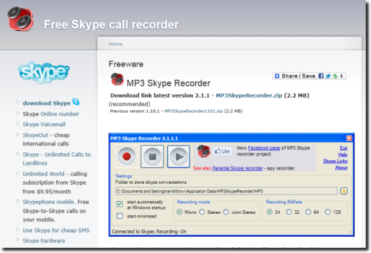 Grave as ligações pelo Skype em MP3, TECNOFAGIA