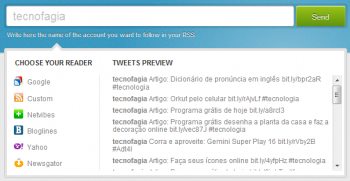 Acompanhe atualizações do Twitter via feed RSS, TECNOFAGIA