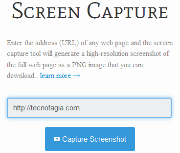 Ferramenta online para gerar screenshots de sites, TECNOFAGIA